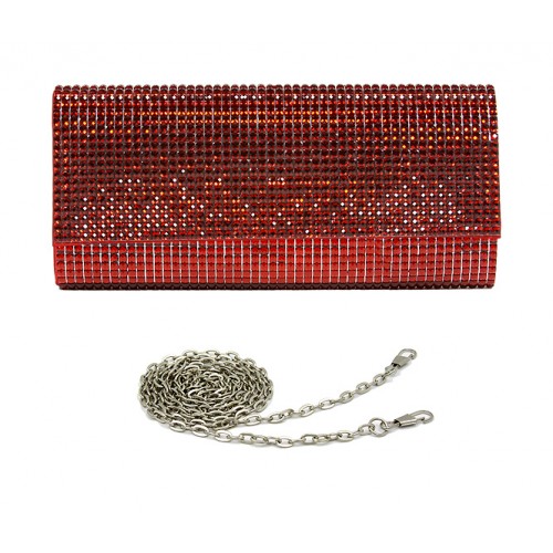 Evening Bag - Jeweled Acrylic Beads w/ Flap - Red -BG-100317R